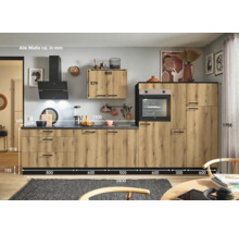PICCANTE Plus Küchenzeile mit Geräten Casual 340 cm evoke eiche matt vormontiert Variante rechts 4067368017640