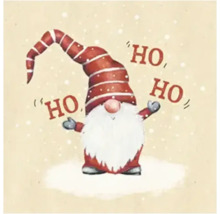 Illustration eines Weihnachtswichtels mit der Aufschrift Ho Ho Ho.