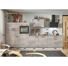 PICCANTE Plus Küchenzeile mit Geräten Casual 350 cm beton perlgrau matt vormontiert Variante links 4067368017732