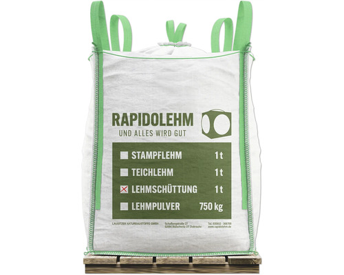 Rapidolehm Lehmschüttung in einem Sack von einer Tonne auf einer Palette