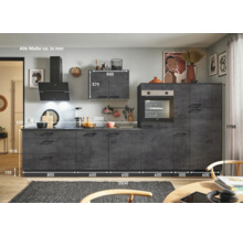PICCANTE Plus Küchenzeile mit Geräten Casual 350 cm beton grafitgrau matt vormontiert Variante rechts 4067368017817