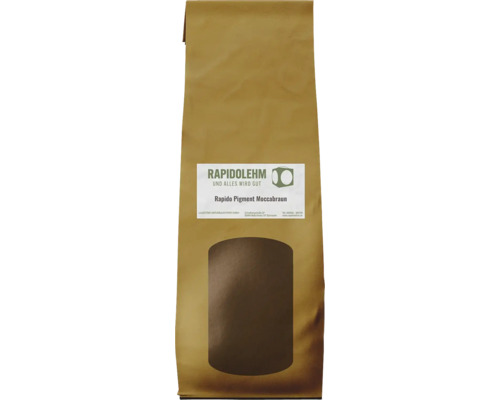 Rapido Lehm-Farbpigment moccabraun für Lehmbaustoffe 500 g Rapido Lehm Moccabraun Pigment in einer Papiertüte