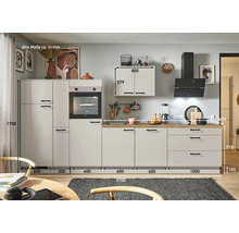 PICCANTE Plus Küchenzeile mit Geräten Sonera 370 cm kaschmirgrau matt vormontiert Variante links 4067368018364