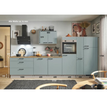 PICCANTE Plus Küchenzeile mit Geräten Marlena 370 cm fjördgrün matt vormontiert Variante rechts 4067368018494