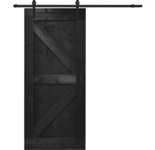 Pertura Schiebetür-Komplettset Yorick Wales schwarz inkl. Laufschiene mit Rolle,Griff-Set (Sondermaße B:450-1200 mm, H:1500-2500 mm)-thumb-1