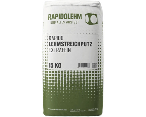 Rapido Lehmstreichputz extrafein naturweiß 15 kg Sack mit Rapidolehm Lehmstreichputz extrafein, 15 Kilogramm