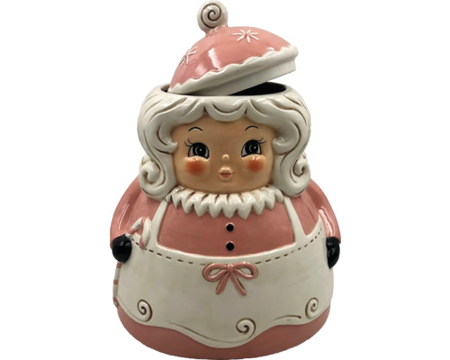 Keksdose in Form einer Weihnachtsfrau mit abnehmbarem Deckel