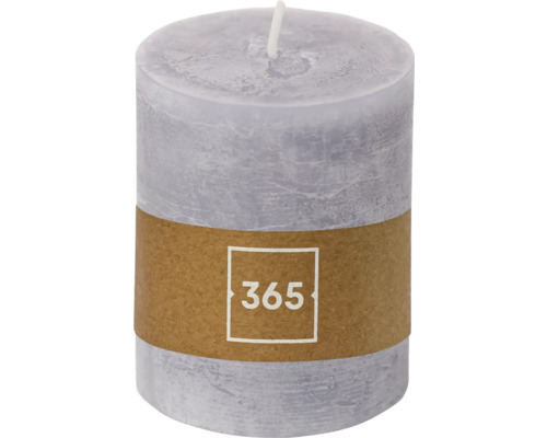 Zylindrische Stumpenkerze mit Papierband und Logo