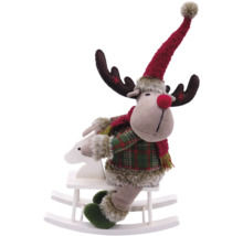 Dekorative Elchfigur auf Schaukelpferd für Weihnachten