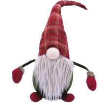 Dekofigur Weihnachtswichtel mit karierter Mütze und Bart