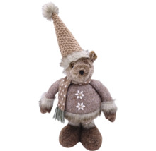 Dekobär mit Mütze und Schal für die Weihnachtszeit