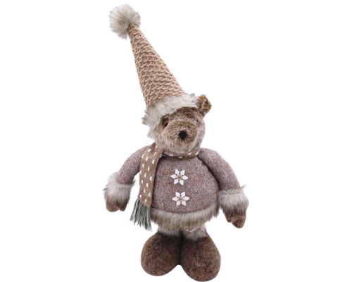 Dekobär mit Mütze und Schal für die Weihnachtszeit