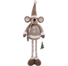 Dekorative Stoffmaus mit Mütze und Schal als Weihnachtsdekoration