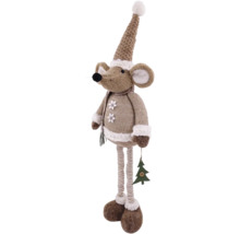 Dekorativer Stoff-Weihnachtsmann als Maus mit Hut