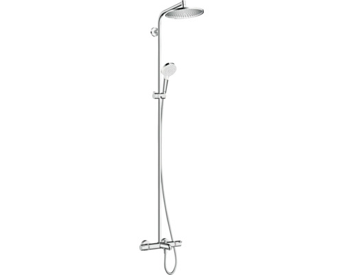 Duschsäule inkl. Wannenthermostat hansgrohe Crometta S chrom glänzend 27320000 Brausestangenset mit Kopfbrause und Handbrause