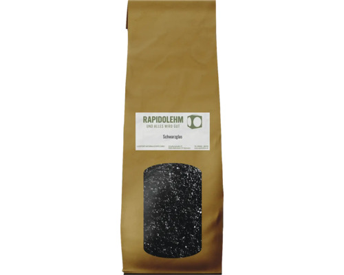 Rapido Schwarzglas 1-2 mm für Universallehmputz & Universallehmedelputz 1 kg Packung Rapidolehm Schwarzglas zur Gartendekoration