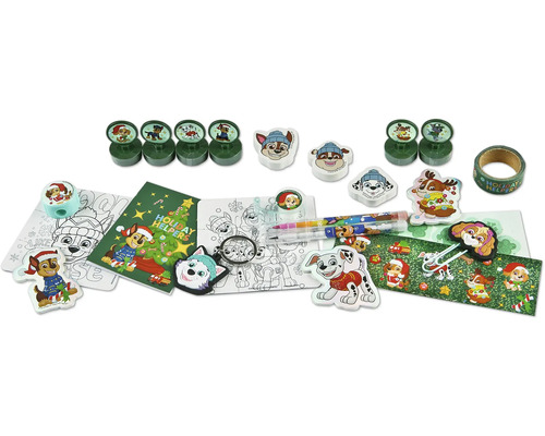 Paw Patrol Schreibwaren Set mit Stempeln, Stiften, Aufklebern und Malvorlagen