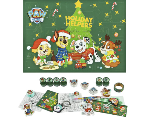 Paw Patrol Adventskalender mit Spielzeug, Stempeln, Aufklebern und Malvorlagen