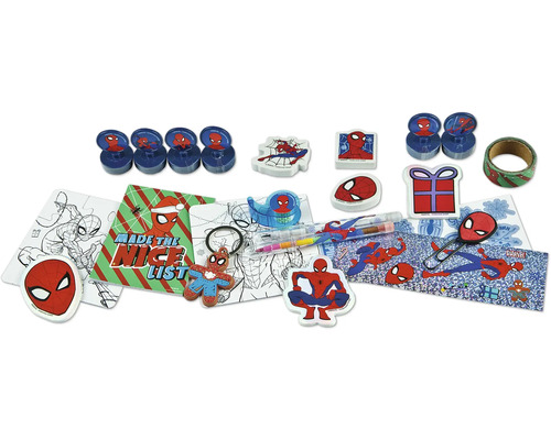 Spider-Man Schreibwarenset mit Stempeln, Aufklebern, Notizblock und Schlüsselanhänger