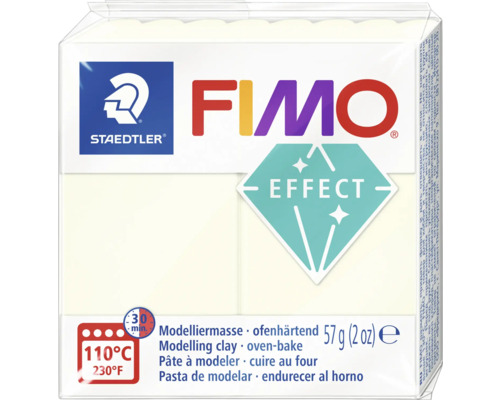FIMO Effect Modelliermasse nachtleuchtend weiß 57 g Fimo Effect Modelliermasse, ofenhärtend, 57 Gramm