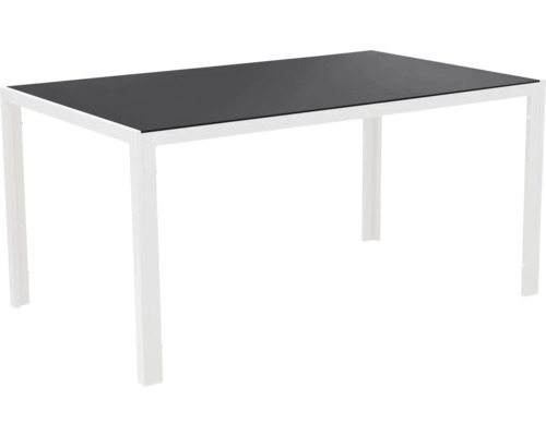 Esstisch mit Glasplatte und Metallgestell