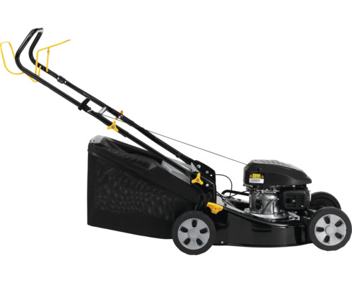 Schwarzer Rasenmäher mit Fangkorb