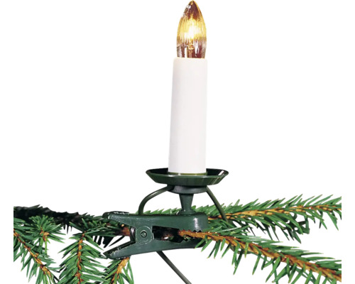 LED Lichterkette Konstsmide Kerzen 12 m + Zuleitungslänge 1,6 m 25 LEDs Lichtfarbe warmweiß Weihnachtsbaumkerze mit Clip zur Befestigung an einem Tannenzweig