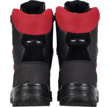 Paar schwarze Arbeitsstiefel von hinten