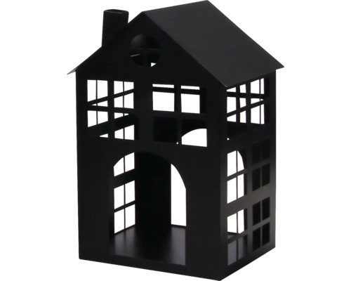 Laterne Haus Lafiora Metall 15 x 15 x 25 cm schwarz