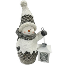 Dekorativer Schneemann mit Laterne als Weihnachtsdekoration