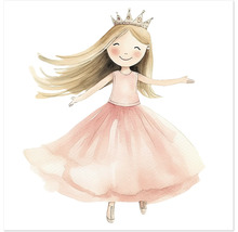 Illustration eines Mädchens als Prinzessin mit Krone und Kleid