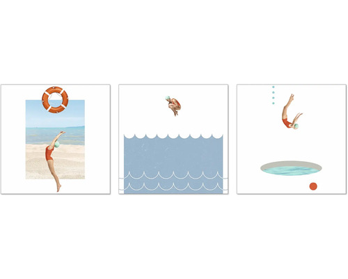 Leinwandbild go swimming 3er-Set 50x50 cm