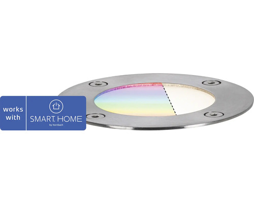 Paulmann Plug & Shine Bodeneinbauleuchte Einzelspot RGBW IP65 3,6W 200 lm 3000- 6500 K silber Zigbee - Kompatibel mit SMART HOME by hornbach Bodeneinbaustrahler mit Farbwechselfunktion und Smart Home by Hornbach Kompatibilität