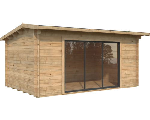 Gartenhaus Palmako Ines 13,7 m² Schiebetür Sicherheitsglas inkl. Fußboden 480 x 300 cm braun