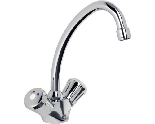 Spültischarmatur aus Metall mit zwei Griffen zur Temperatureinstellung