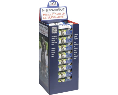 Verkaufsaufsteller mit mehreren Schmutzfangmatten für Hunde