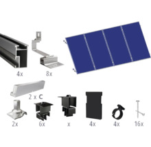 Montageset schwarz für 4 PV-Module (4x1) auf Schrägdach/Ziegeldach inkl. 4x Montageschiene 2400 mm-thumb-0