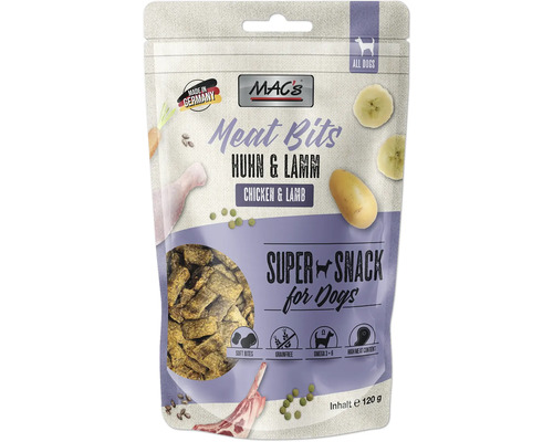 Hundefutter nass MAC´s DOG Meat Bits Huhn und Lamm 120 g getreidefrei