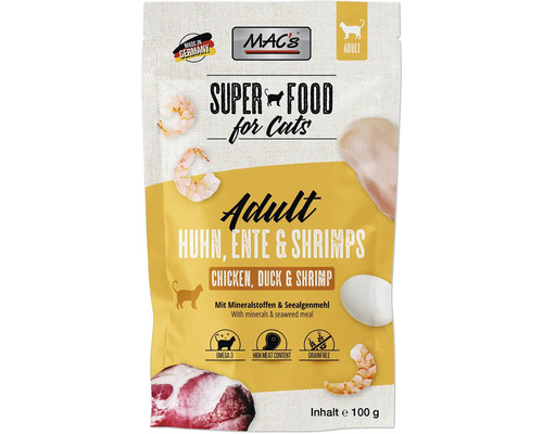 Katzenfutter nass MAC´s CAT Ente und Shrimps 100 g getreidefrei