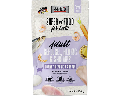 Katzenfutter nass MAC´s CAT Hering und Shrimps 100 g getreidefrei