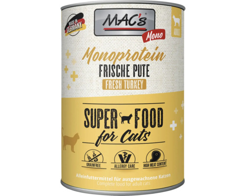 Katzenfutter nass MAC´s CAT Mono Sensitive Pute mit Karotte 400 g getreidefrei