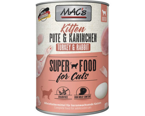 Katzenfutter nass MAC´s CAT Kitten Pute und Kaninchen 400 g getreidefrei