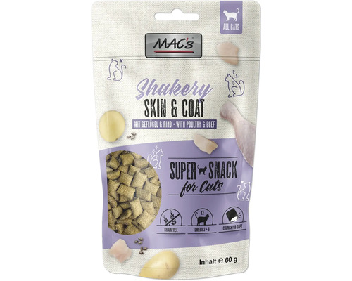 Katzensnack MAC´s CAT Shakery Skin & Coat 60 g Geflügel getreidefrei