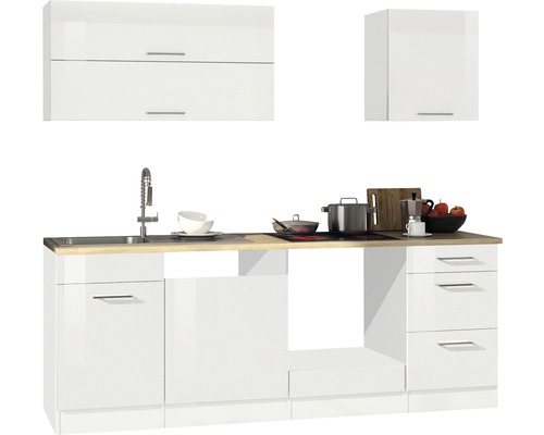 Held Möbel Küchenzeile Mailand 220 cm weiß hochglanz zerlegt Variante reversibel