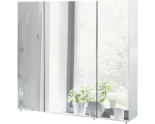 Spiegelschrank Möbelpartner Basic 80 x 16 x 70 cm weiß hochglanz 3-türig