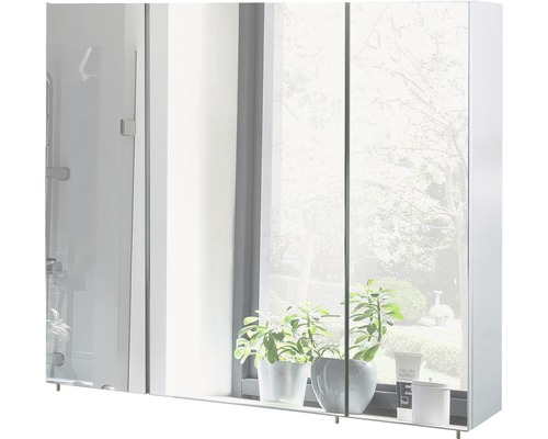 Spiegelschrank Möbelpartner Basic 90 x 16 x 70,7 cm weiß hochglanz 3-türig