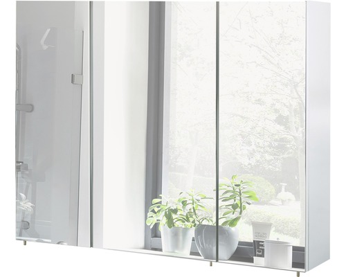 Spiegelschrank Möbelpartner Basic 100 x 16 x 70 cm weiß hochglanz 3-türig