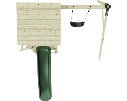 Spielturm mit Schaukel und Rutsche aus Holz