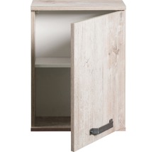 Hängeschrank mit einer offenen Holztür und einem Metallgriff