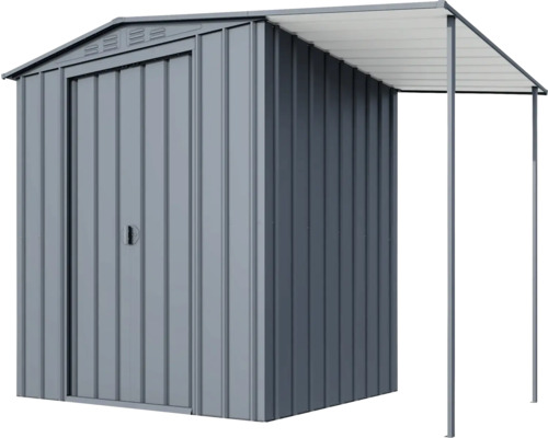 Metall Gerätehaus mit Anbaudach für Gartengeräte und Werkzeuge